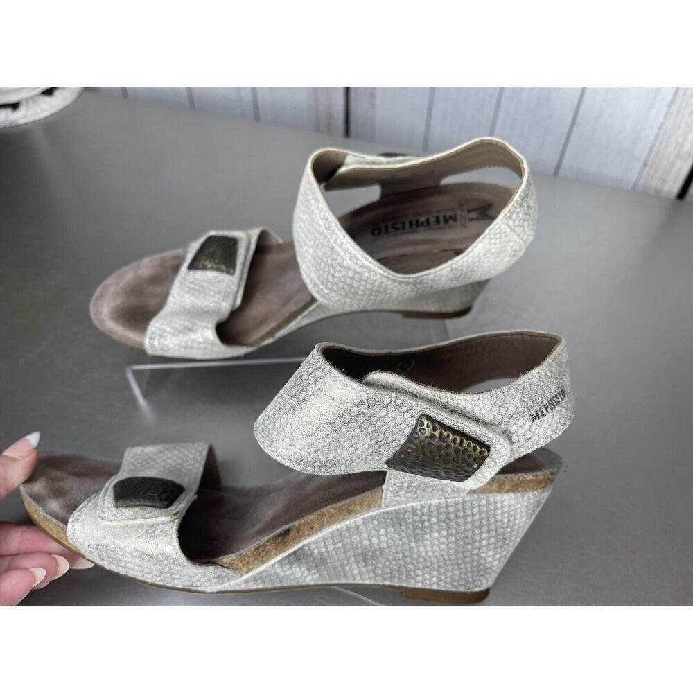 Mephisto Womens Mix Metallic Textured Size 41 EU Size 10.5 Ankle Strap